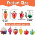 thumbnail image 2 of 18 piezas de 9 estilos de dijes de frutas de resina 3D con purpurina de color AB, fresa, limón, zanahoria, manzana, frutas y verduras, colgantes con agujero., 2 of 7