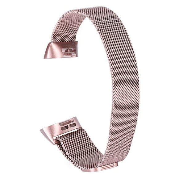 ZOUSSIQI 217MM Stainless Steel Magnetic Watchband for Fitbit Charge 3 Replacement Band Strap Rose Pink EL225#39061