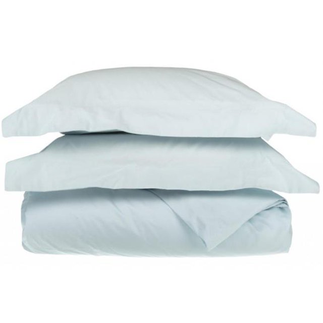 Egyptian Cotton 650 Thread Count Solid Duvet Cover Set Full/Queen-Light Blue