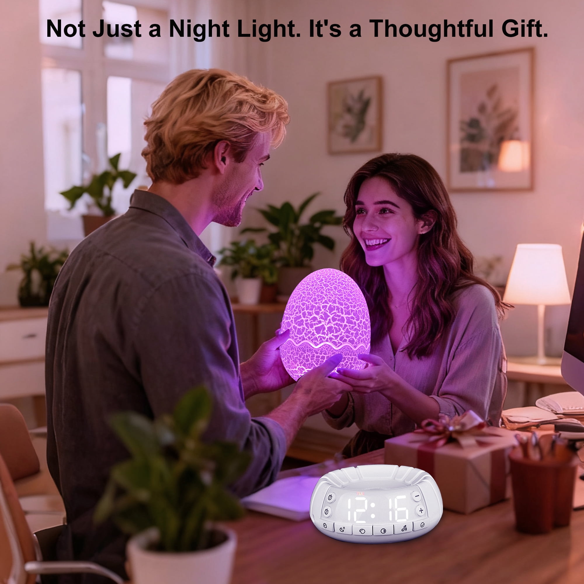 Butterfly Night Light Sleep Lamp with Lullaby White Noise LED Décor Light with Digital Clock Alarm Clock Gifts for Boys & Girls (Butterfly)