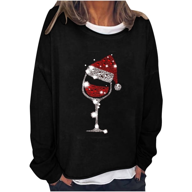Sudaderas de Cuello Redondo de Navidad Para Mujer Primavera Otoño Manga Larga Impreso Suéter Top Odeerbi ODB193668