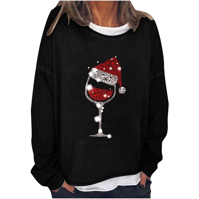 Sudaderas de Cuello Redondo de Navidad Para Mujer Primavera Otoño Manga Larga Impreso Suéter Top Odeerbi ODB193672