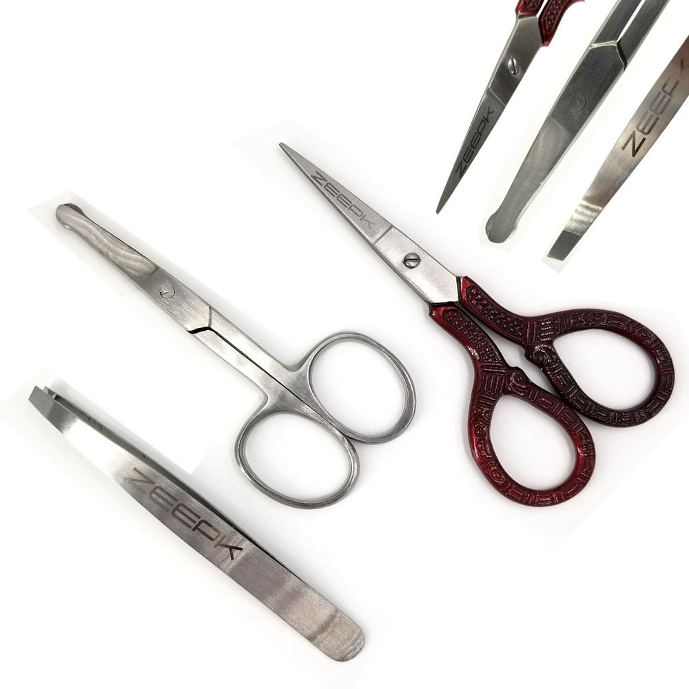 3 Piece Facial Eyebrow Scissors & Tweezers Arch Brows Facial Tools Eyebrow Set