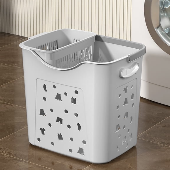 Gnmfd Large Plastic Dirty Clothes Basket Laundry Hamper with Handles for Bathroom Bedroom Dormitory, Ventilated Laundry Storage Bin for Clothes Towels Blankets, Home Organization Storage Rack