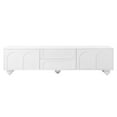 thumbnail image 3 of Cream Style TV Stand with Arched Doors & 2 Drawers for TVs up to 75", Minimalist Media Console with Rebound Device, Entertainment Center with 5 Iron Round Legs for Living Room, Bedroom, White26802, 3 of 16