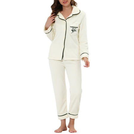

Allegra K Women s Pajama Sets Sleepwear Button Down Soft Night Suit Pj Lounge Sets