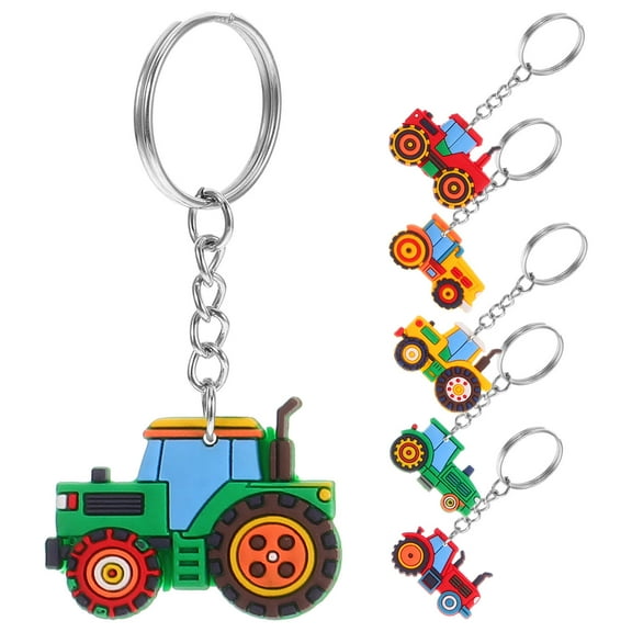 WEUVEB 6Pcs Mini Tractor Toy Keychain for Kids Farm Novelty Keychain Spring Party Favor