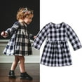 thumbnail image 2 of Douhoow Baby Girls Plaid Dress Infant Casual Long Sleeve Round Neck Flexible Waist Short Dress, 2 of 8
