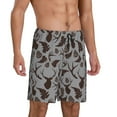thumbnail image 2 of Balery Brown Moose with Pinecones Pantalones cortos de pijama de punto de algodón para hombre con cinturilla y bolsillos-X-Large, 2 of 6