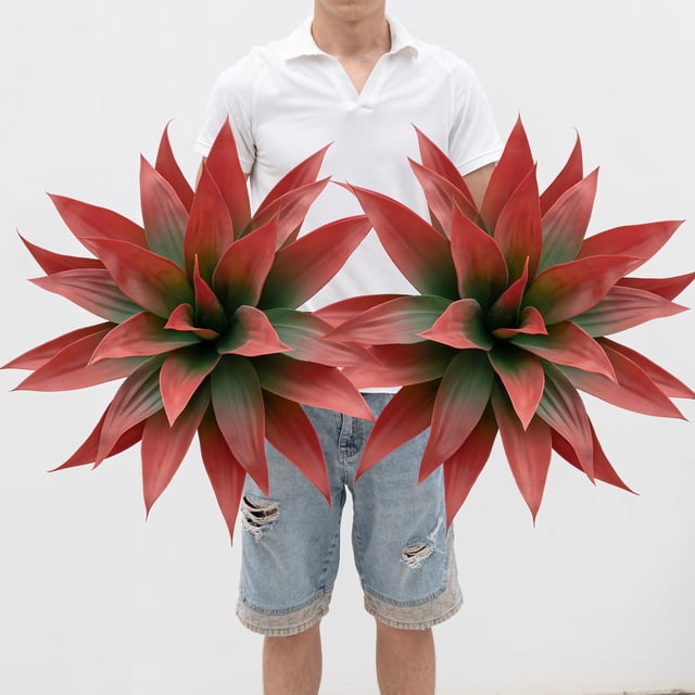Plantas artificiales de agave Ttranewsoo, grandes, resistentes a los rayos UV, paquete de 2