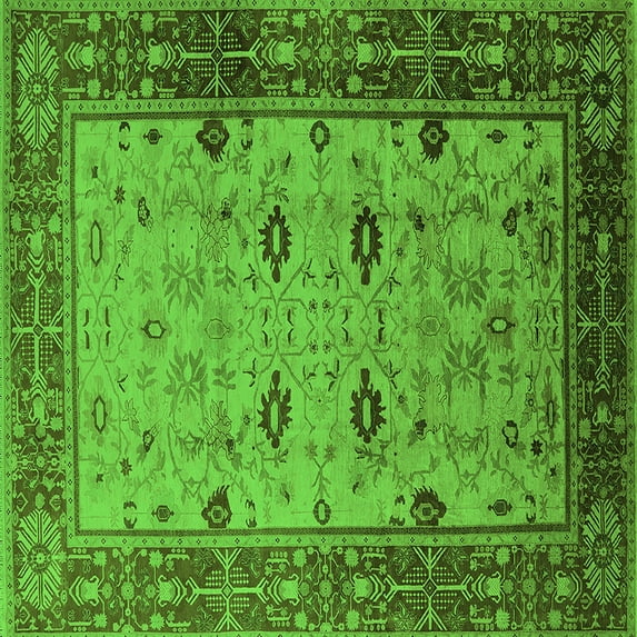 Ahgly Company Indoor Square Oriental Green Traditional Area Rugs, 4' Square
