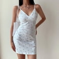 thumbnail image 3 of Women Y2K Vintage Floral Print Slim Sleeveless V-Neck Summer Sexy Mini Dress, 3 of 11