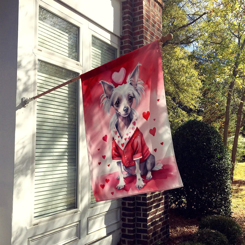 Chinese Crested My Valentine House Flag 28 in x 40 in