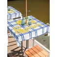 thumbnail image 2 of Outdoor Tablecloth with Umbrella Hole for Patio/Picnic/Party/Camping, Summer Lemon Watercolor Waterproof Table Cloth Square Cover Washable, Geometric Blue Line Plaid (60"x 60"), 2 of 8
