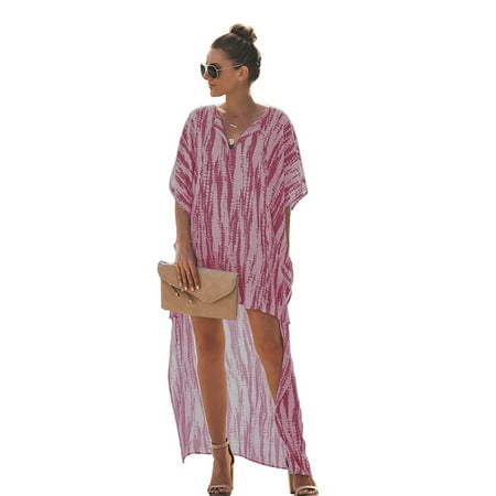 Batwing Knitted Dress - Women Batwing Sleeve Loose Kaftan Party Tie Dye Blouse Maxi Dress
