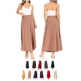 thumbnail image 6 of Women's Casual Solid Flare A-line Long Skirt with Elastic Waistband, 6 of 6
