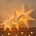thumbnail image 3 of Adorno colgante de estrella ahuecada, linterna de papel de estrella 3D, luz LED, decoración del hogar, fiesta de boda, pantalla de lámpara, 30-60cm, 3 of 4