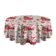 thumbnail image 5 of Pink Christmas Red Truck and Snowman Pattern Round Tablecloth 60"x60",Wrinkle Wipeable Table Cloth for Kitchen Dining Room Picnic Patio Party, 5 of 6