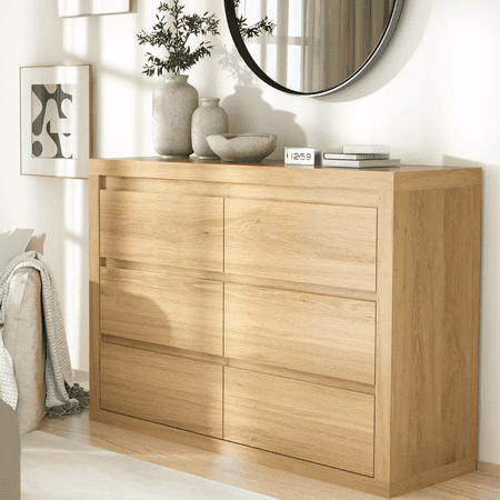 6-Drawer Dresser for Bedroom Modern Minimalist Wooden Chest of Drawers Storage Cabinet for bedroom living room entryway