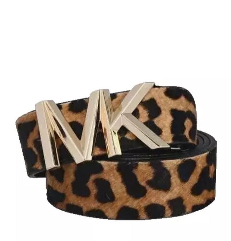 Michael Kors Womens Reversible Belt, Two Tone MK Logo Buckle, Brown/Pink, XLarge Michael Kors Signature MK Logo Reversible Leather Women main image 3