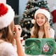 thumbnail image 1 of Pisexur Belleza Maquillaje Neceser de maquillaje transparente navideño - Organizador de artículos de tocador de viaje con bordado de Papá Noel y árbol festivopara mujeres y hombres, 1 of 9