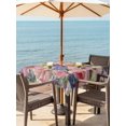 thumbnail image 3 of Outdoor Tablecloth with Umbrella Hole for Patio/Picnic/Party/Camping, Purple Pink Floral Waterproof Table Cloth Square Cover Washable, Spring Farmhouse Country Vintage Flower (54"x 54"), 3 of 8