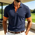thumbnail image 5 of Men's Color Block Collar Polo Shirt Mesh Quick Dry Fabric Short Sleeve Outdoor Walking Casual Tee, 5 of 5