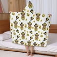 thumbnail image 5 of White Highland Cow Sunflower Hat Pattern Hooded Bath Towel，50"x30" for Ages 3 To 12 Kids, Quick Dry Lightweight Soft Microfiber Hood Beach Towel Cover Up for Kids, 5 of 7