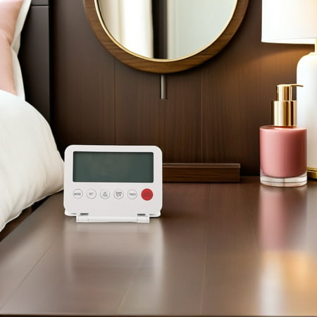 LOLIPPYY White Ultrathin Small Desk Clock with Flip Down Cover and for Home Use