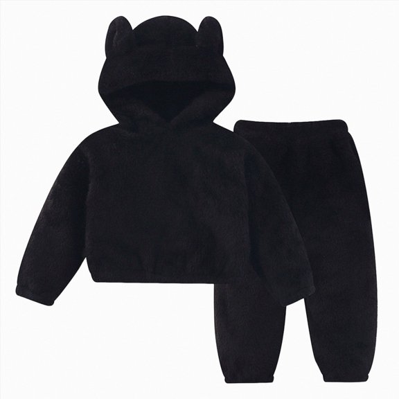 Toddler Baby Boy Girl Outfit Long Sleeve Sweatshirt Top Pants Set Soft Comfy Solid Sleepwear Set 6-12 Months 12-24 Months 2t 3t 4t 5t 6t 7t 8t 9t Children(Black,3-4 Years)
