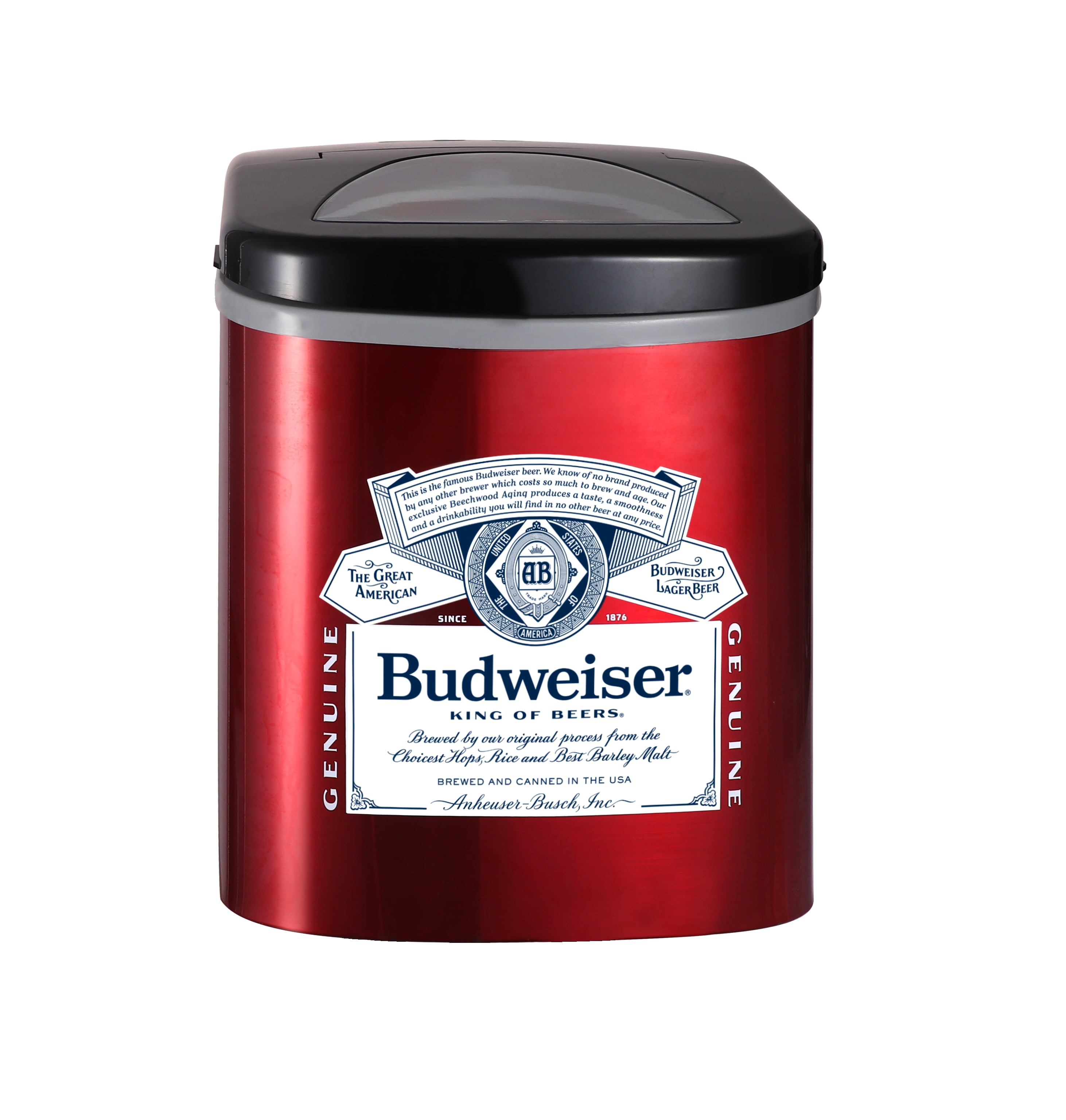 Budweiser ICE120 Stainless Steel Ice Maker, Red, 26Lbs, Counter top Ice Maker, LED display