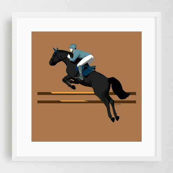 Jumping Horse - Photography White Framed Wall Art Print 12 x 12 inches