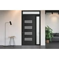 thumbnail image 4 of Front Exterior Prehung Metal-Plastic Door Frosted Glass | Manux 8113 Matte Black | Side and Top Sidelite Transom | Office Commercial and Residential Doors Patio Garage 44x94 (W32+12x80+14) Left-hand, 4 of 6