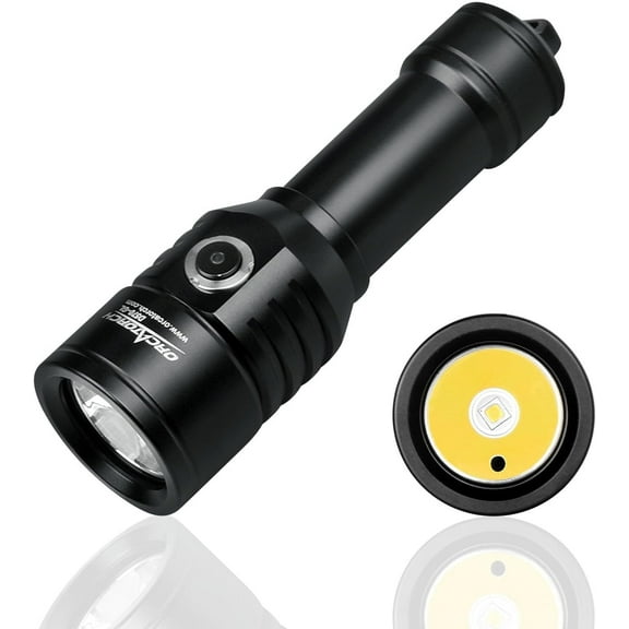 ORCATORCH D570-GL 2.0 Scuba Diving Signal Light 1500 Lumens Underwater Flashlight, 1000M Green Beam and White LED Combo, Rechargeable Battery for Night Dive Training Instructor Cave Exploration