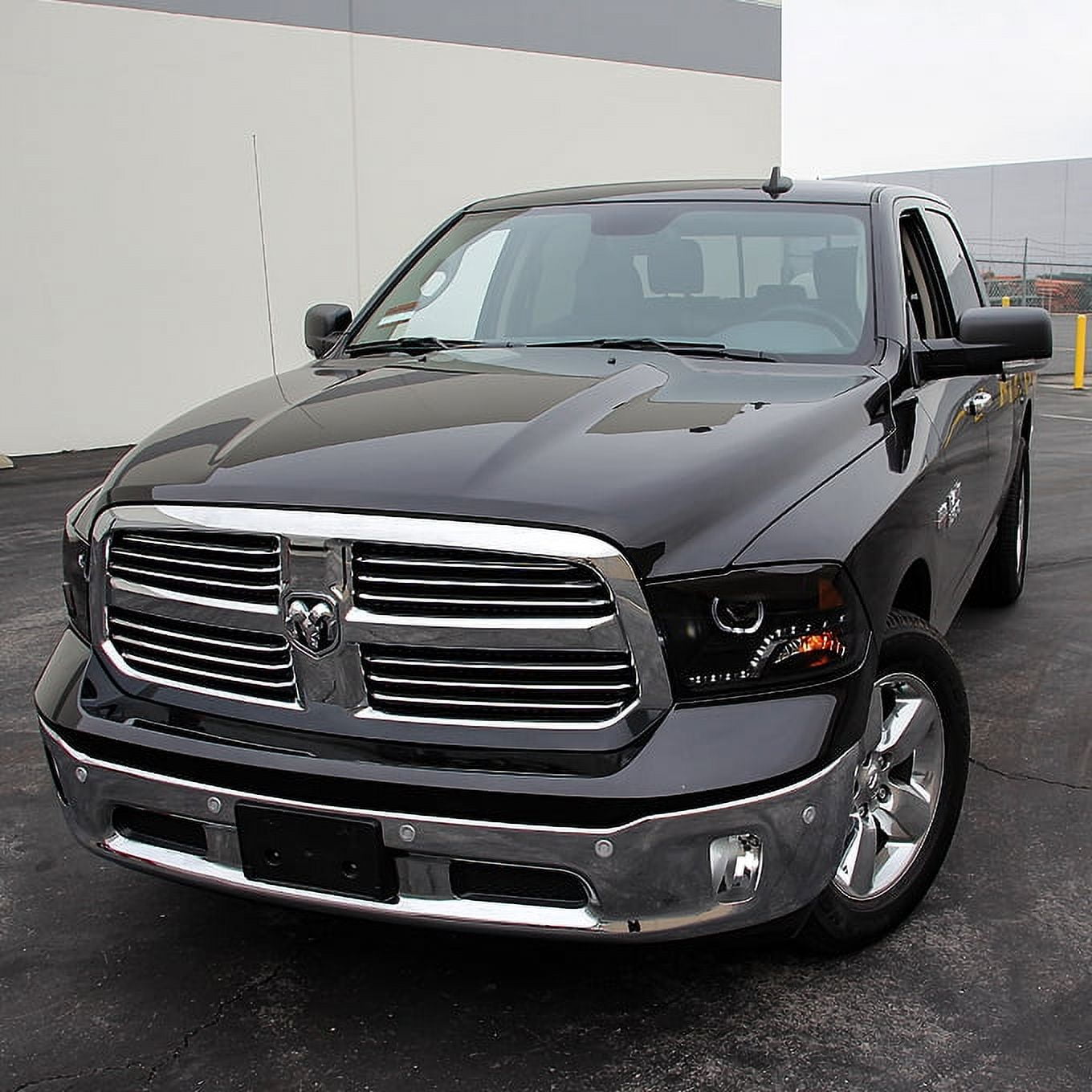 AKKON - For 2009-2018 Dodge Ram 1500 2500 3500 LED Projector Angel Eye Black Smoke Headlights Headlamps