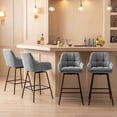 thumbnail image 7 of BRILHAMEZ Swivel Bar Stools Set of 4 Faux Leather 26.3 Inches High Mid-Century Barstools with Backrest,Gray, 7 of 7