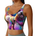 thumbnail image 2 of Fotbe Rainbow Poodle Urban Street Pattern Womens' Sports Bra Longline Wirefree Padded with Medium Support Sports Moisture-Wicking Workou Vest,Tank Top-Medium, 2 of 7