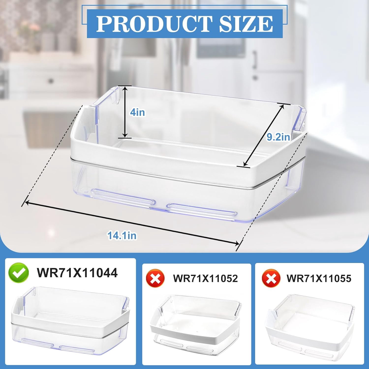 DanYee WR71X11044 WR71X11059 Refrigerator Door Shelf Bin (Right Side) ,Compatible with GE Refrigerator Replacement Shelves Replaces PS6011779, AP5656690, 2691847, EAP6011779 Refrigerator Parts