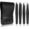 thumbnail image 2 of Tweezers Set - Professional Stainless Steel Tweezers for Eyebrows -  Precision for Facial Hair, Splinter and Ingrown Hair Removal (Black), 2 of 7