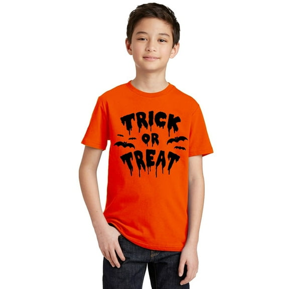 Trick or Treat Halloween Youth T-shirt, Youth S, Orange