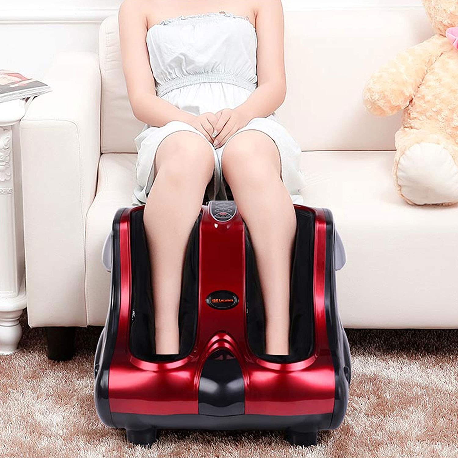 Barton #5 Speed Setting Shiatsu Kneading Rolling Foot Forearm Leg and Calf Massager w/Heating and Remote, Pink