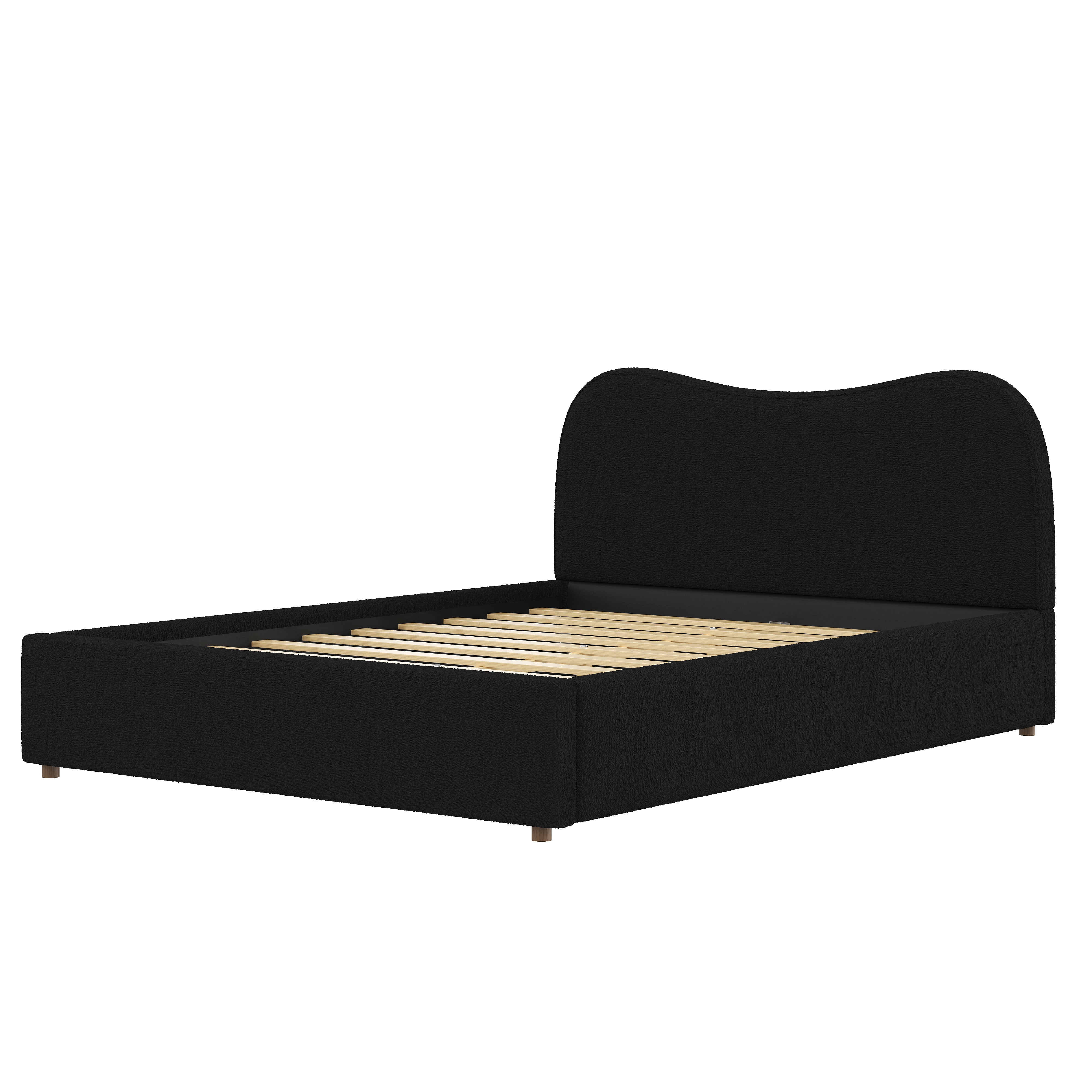 Euroco Upholstery Queen Size Platform Bed, Black