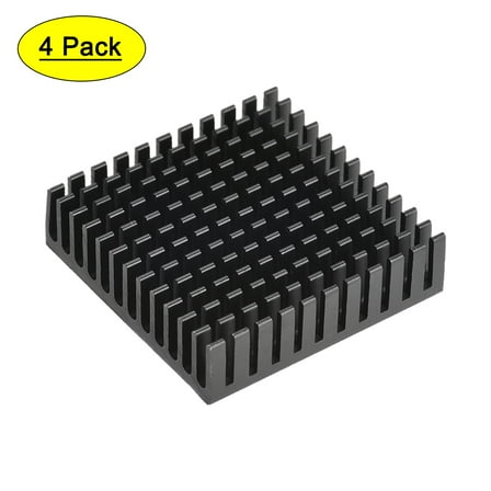 11x40x40mm Black Aluminum Heatsink Thermal Adhesive Cooler for Cooling 3D Printers 4Pcs