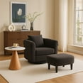 thumbnail image 2 of Rotary Armchair with Ottoman Set Modern Barrel Armchair with Removable Back Pillow 2 Armrest Covers for Living Room Bedroom office Gray, 2 of 8