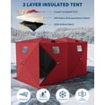 thumbnail image 3 of Ladcaser Pop-up Ice Fishing Tent for 6-8 Persons Insulated Portable Ice Fishing Shelter w/ Zippered Door, Wind Rope & Anchors, 141.73"x70.8"x77.74" Red, 3 of 8