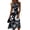 Navy, variant on Sleeveless Ruched Waist A-Line Dress for Women - Casual Midi Sundress with Artistic Floral Print, Round Neck Flowy Summer Beach Party Gown Multicolor M