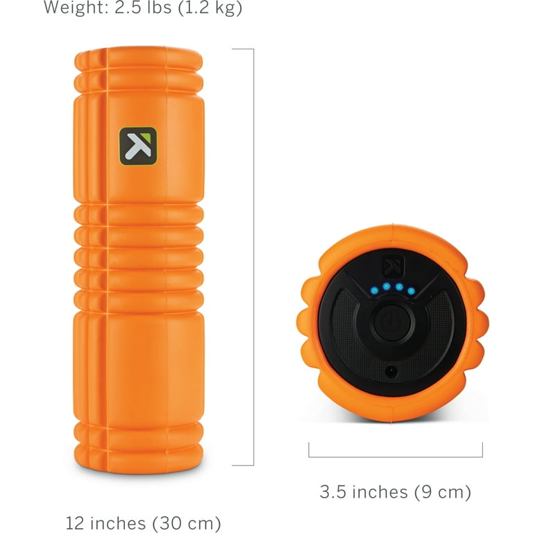 TriggerPoint Vibrating Muscle Massager, GRID Vibe Plus Foam Roller for Deep Tissue Massage, 12 Inch Orange