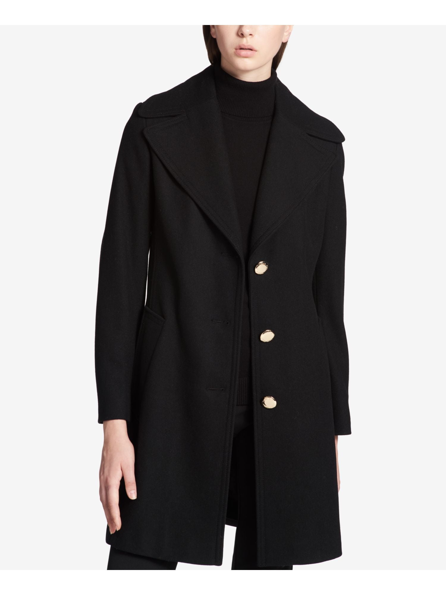 calvin klein women's black peacoat