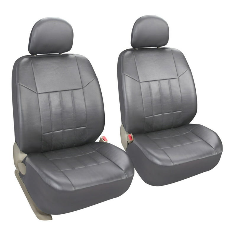 Leader Accessories 17pcs Car Seat Covers Set Universal Fit Interior Decor  Faux Leather Rear Front Seat Protector for Truck SUV,Gray 