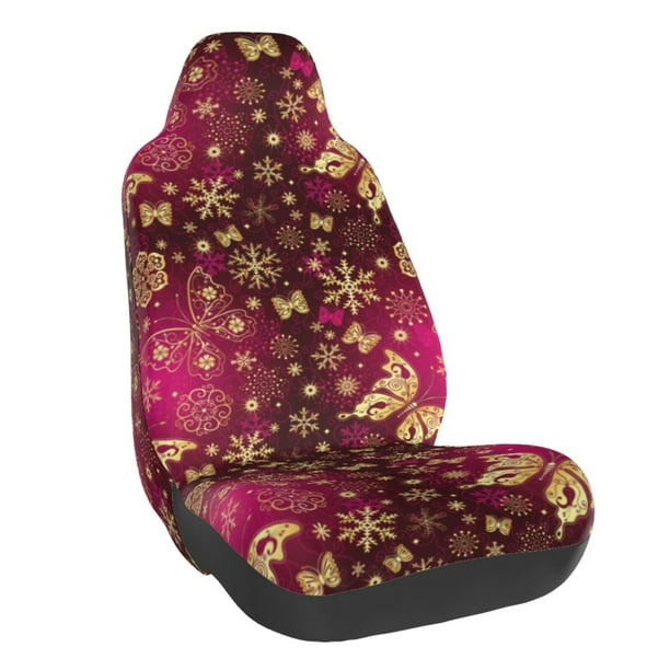 Balery Golden Snowflakes And And Butterflies Funda de Asiento para Auto con Diseño - Cubierta Frontal Suave y Transpirable con Protector Antideslizante- 1 Unidad